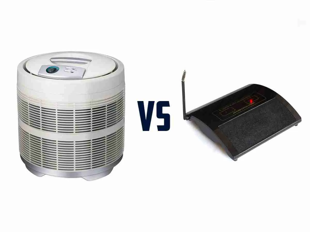 Side by side of HEPA and ionic air purifiers in action